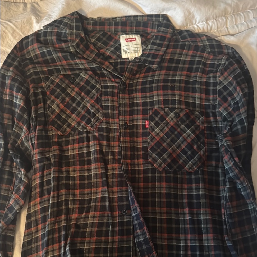 Levi's Men's Plaid Shirt - Black and Red